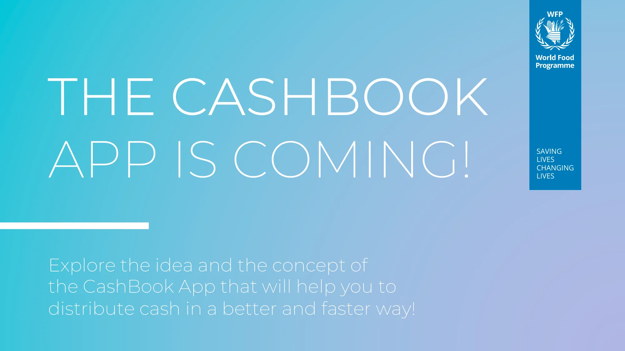 CashBook concept deck slide: the CashBook App is coming, explore the idea of a tool to distribute cash better and faster