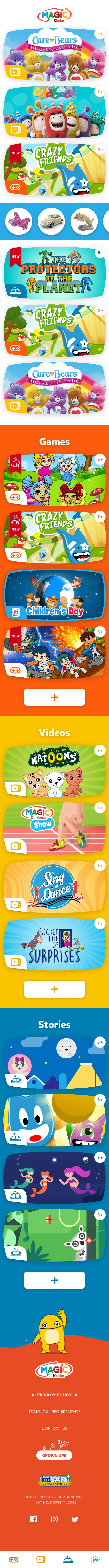 Magic Kinder mobile home: licensed carousel, games, videos and stories worlds