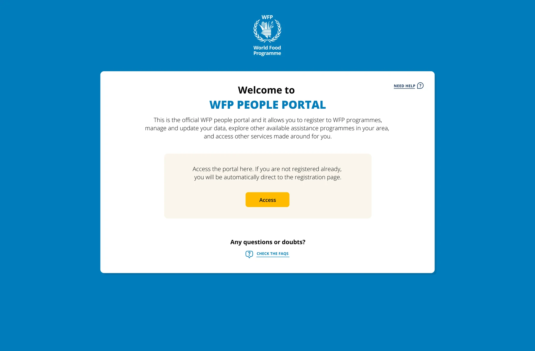 People Portal welcome screen with an Access button